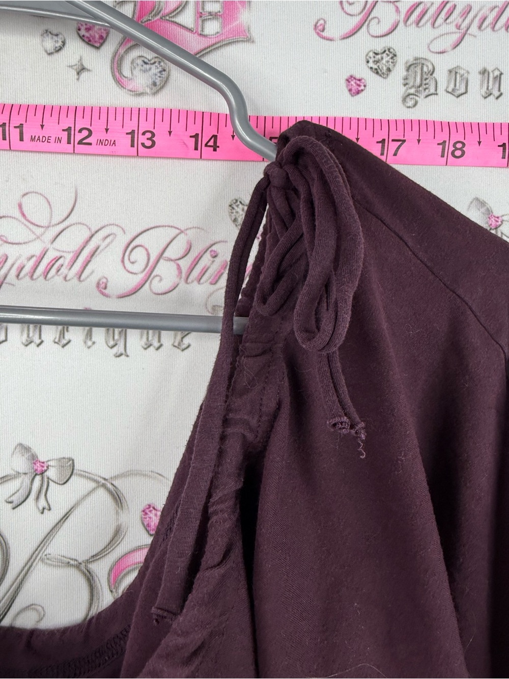 Top flowy hippie Women’s Cropped Peasant Top - Deep Plum - Picture 7 of 10